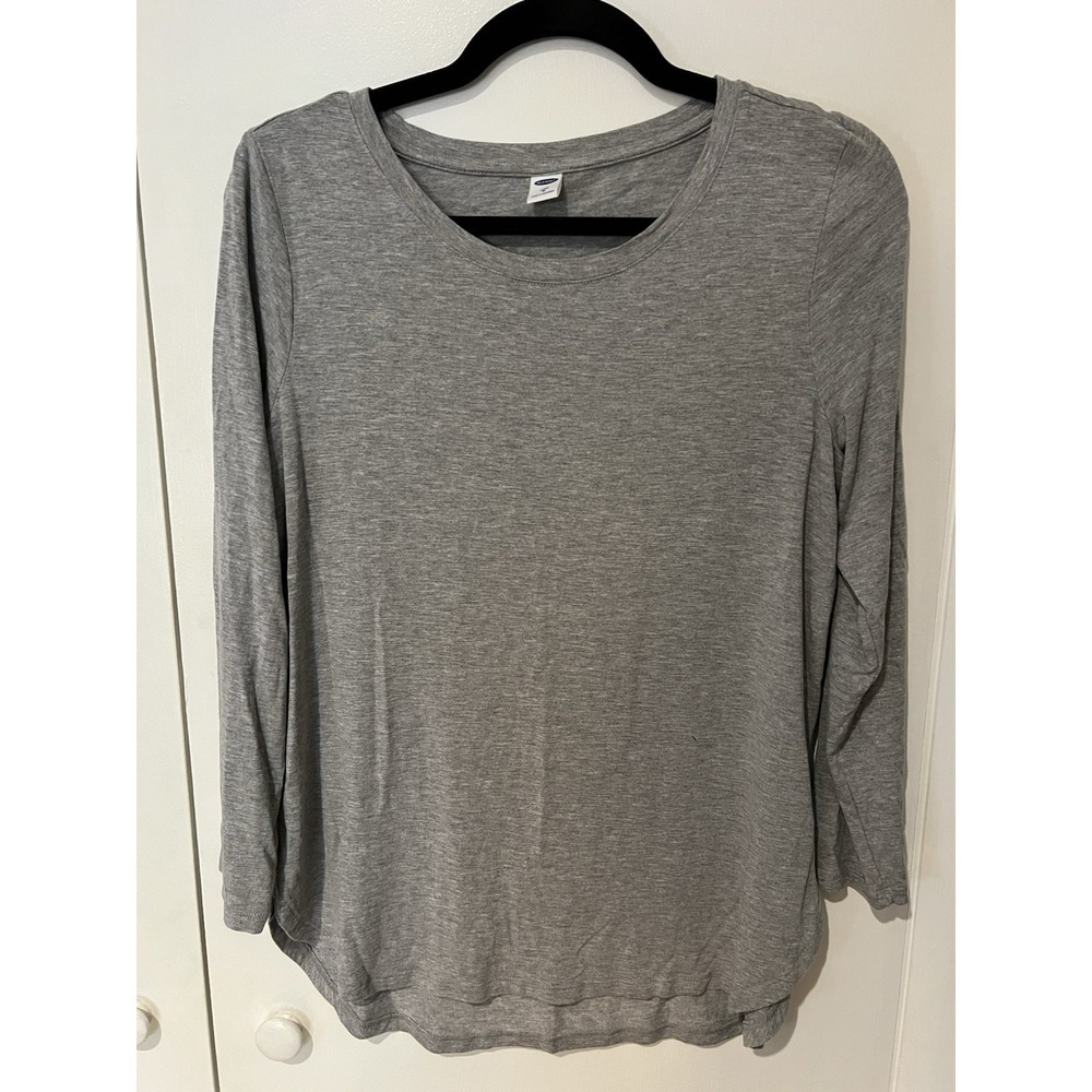 Old Navy Luxe Womens Size Medium Heather Gray Shirt Top 3/4 Length Sleeve Top